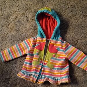 Colorful Striped Frog Zip Hoodie for Baby 6/9 Mos